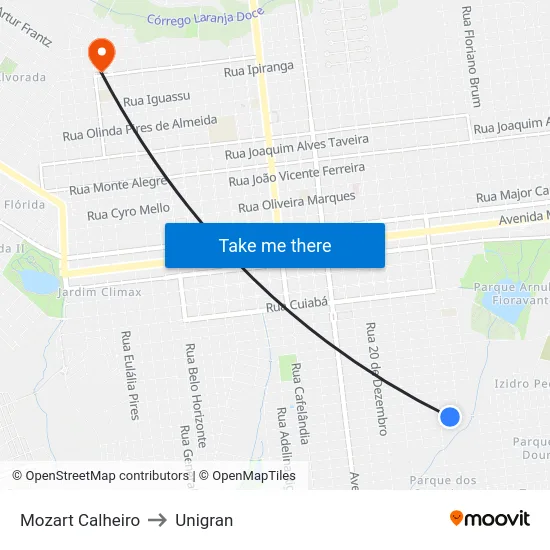 Mozart Calheiro to Unigran map