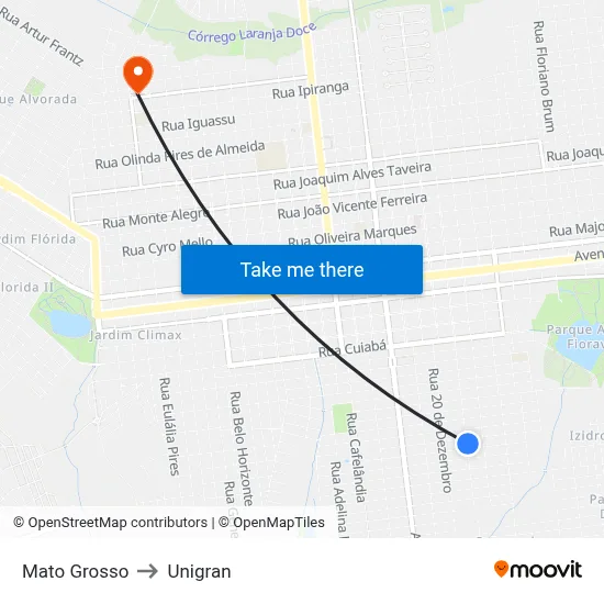 Mato Grosso to Unigran map