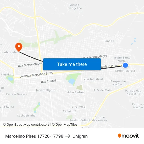 Marcelino Píres 17720-17798 to Unigran map