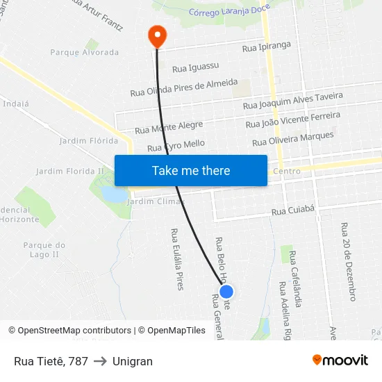 Rua Tietê, 787 to Unigran map