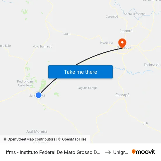 Ifms - Instituto Federal De Mato Grosso Do Sul to Unigran map