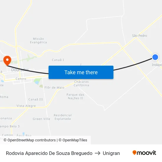 Rodovia Aparecido De Souza Breguedo to Unigran map