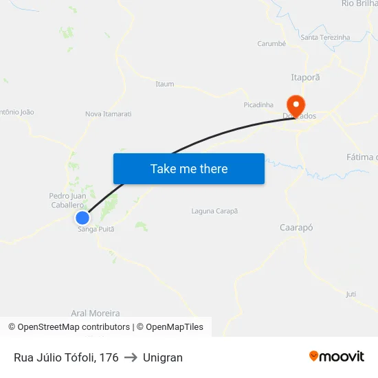 Rua Júlio Tófoli, 176 to Unigran map