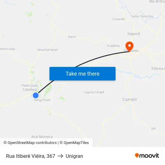 Rua Itiberê Viêira, 367 to Unigran map