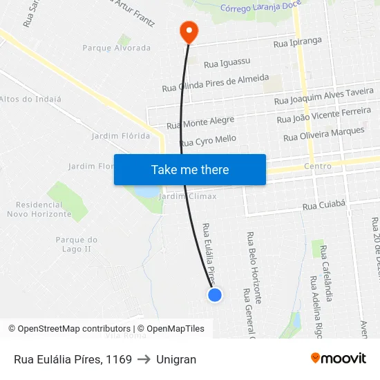 Rua Eulália Píres, 1169 to Unigran map