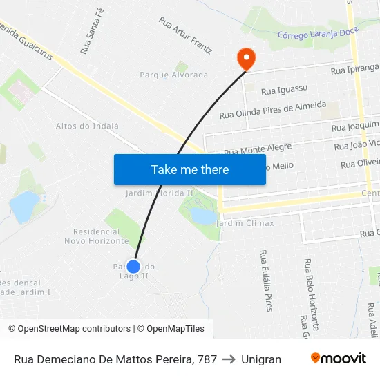 Rua Demeciano De Mattos Pereira, 787 to Unigran map