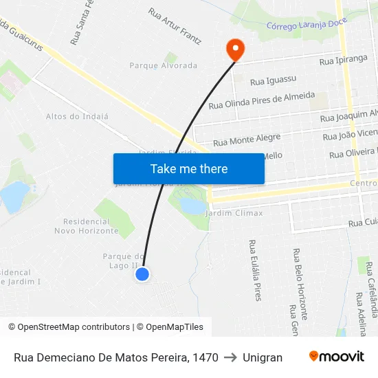 Rua Demeciano De Matos Pereira, 1470 to Unigran map