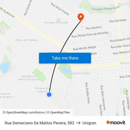 Rua Demeciano De Mattos Pereira, 582 to Unigran map