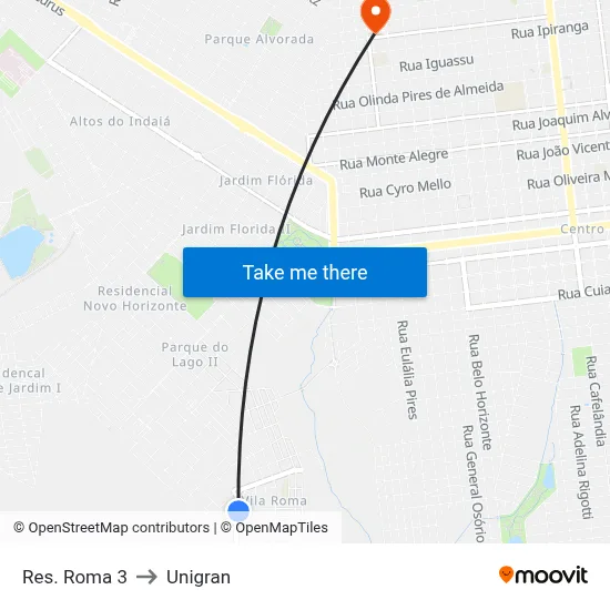 Res. Roma 3 to Unigran map