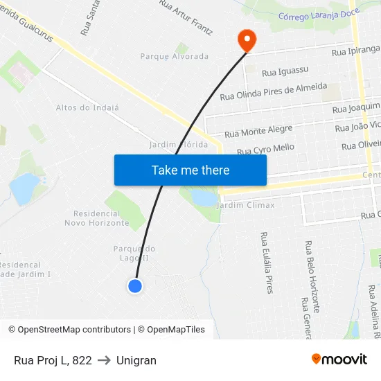 Rua Proj L, 822 to Unigran map