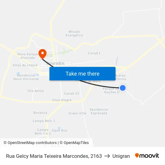 Rua Gelcy Maria Teixeira Marcondes, 2163 to Unigran map