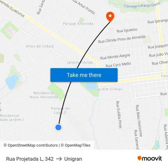 Rua Projetada L, 342 to Unigran map