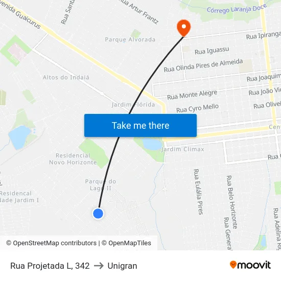 Rua Projetada L, 342 to Unigran map
