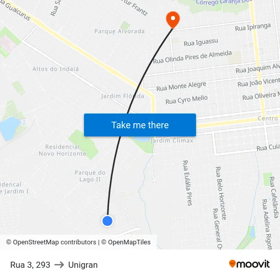 Rua 3, 293 to Unigran map