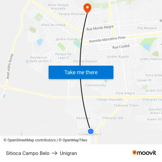 Sitioca Campo Belo to Unigran map