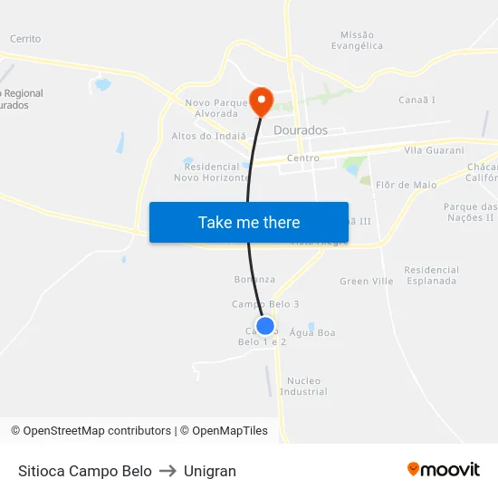 Sitioca Campo Belo to Unigran map