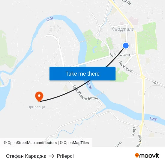 Стефан Караджа to Prilepci map