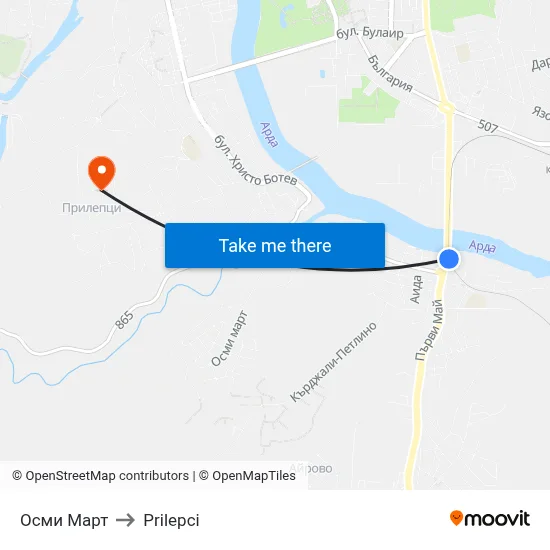 Осми Март to Prilepci map