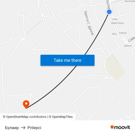 Булаир to Prilepci map