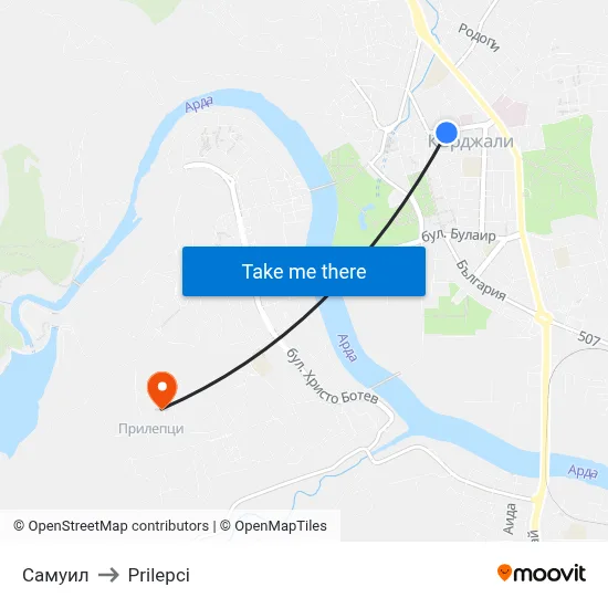 Самуил to Prilepci map