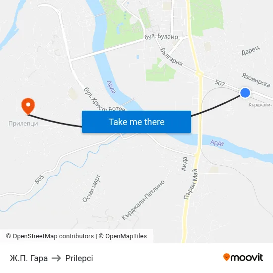 Ж.П. Гара to Prilepci map