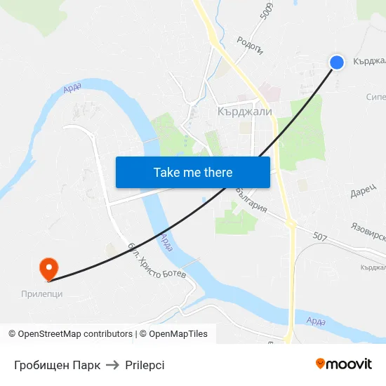 Гробищен Парк to Prilepci map