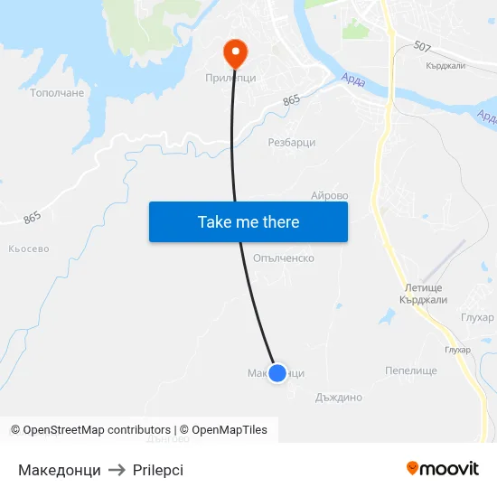 Makedontsi to Prilepci map