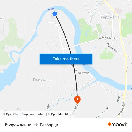 Възрожденци to Резбарци map