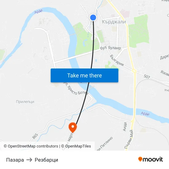 Пазара to Резбарци map