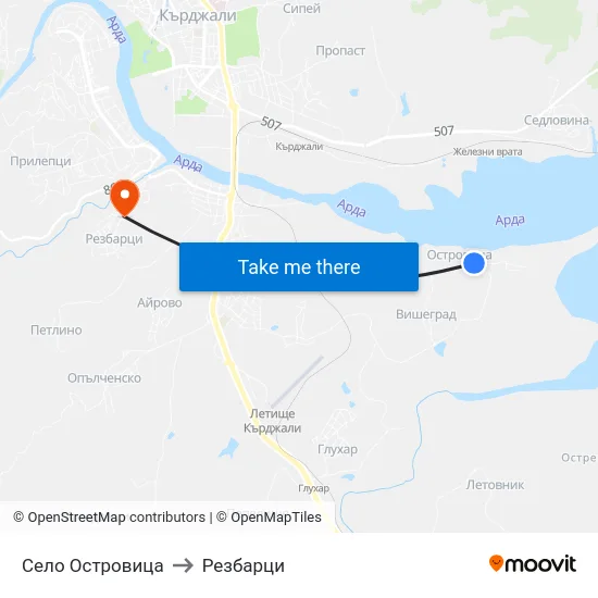 Село Островица to Резбарци map