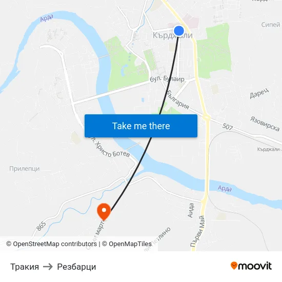 Тракия to Резбарци map