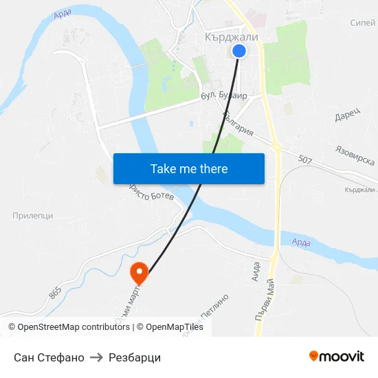 Сан Стефано to Резбарци map