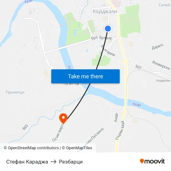 Стефан Караджа to Резбарци map