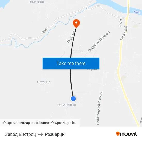 Завод Бистрец to Резбарци map