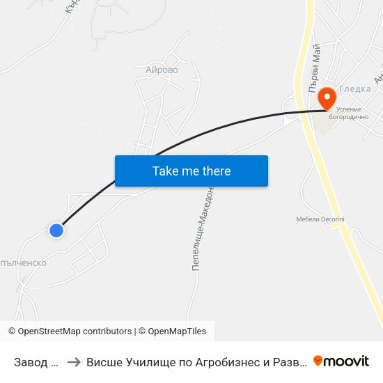 Завод Бистрец to Висше Училище по Агробизнес и Развитие на Регионите - Кърджали map