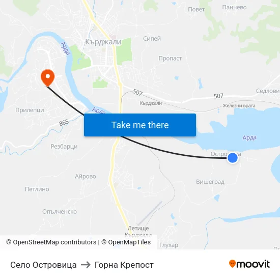 Село Островица to Горна Крепост map