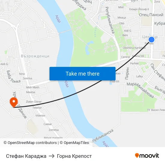 Стефан Караджа to Горна Крепост map