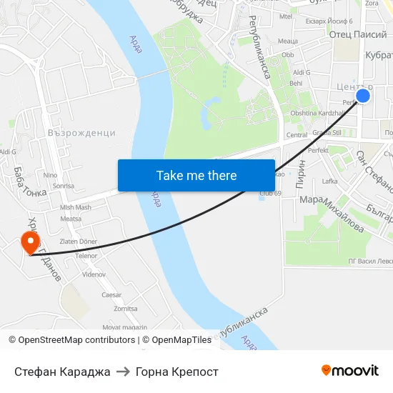 Стефан Караджа to Горна Крепост map