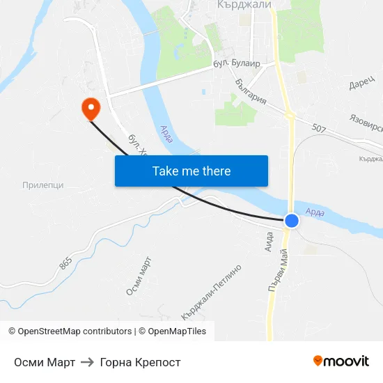 Осми Март to Горна Крепост map