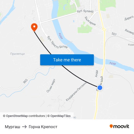 Мургаш to Горна Крепост map