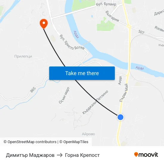 Димитър Маджаров to Горна Крепост map