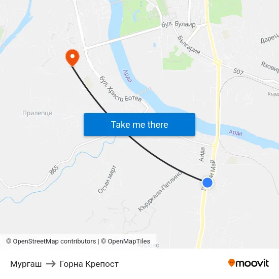 Мургаш to Горна Крепост map