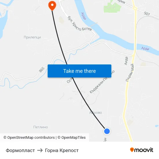 Формопласт to Горна Крепост map