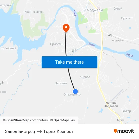 Завод Бистрец to Горна Крепост map