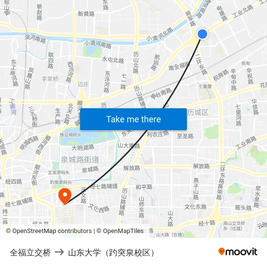 全福立交桥 to 山东大学（趵突泉校区） map