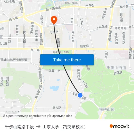 千佛山南路中段 to 山东大学（趵突泉校区） map