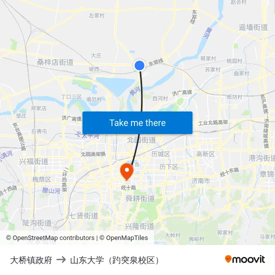 大桥镇政府 to 山东大学（趵突泉校区） map