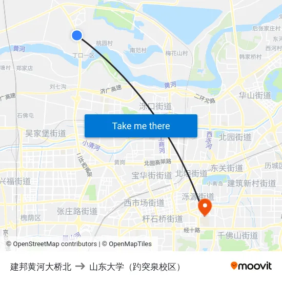 建邦黄河大桥北 to 山东大学（趵突泉校区） map