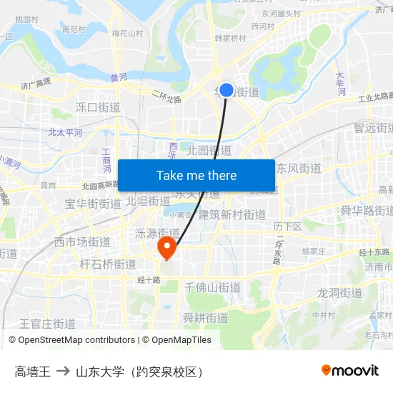 高墙王 to 山东大学（趵突泉校区） map