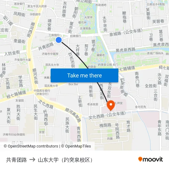 共青团路 to 山东大学（趵突泉校区） map